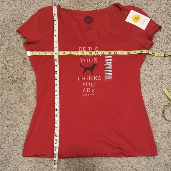LIFE IS GOOD😊NWT Red Fitted ❤️Short Sleeve DOG Tee🐶 - Picture 8 of 9